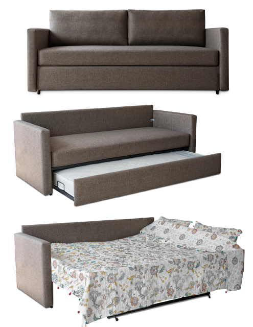 Τριθέσιος καναπές - Διπλό συρόμενο Κρεβάτι